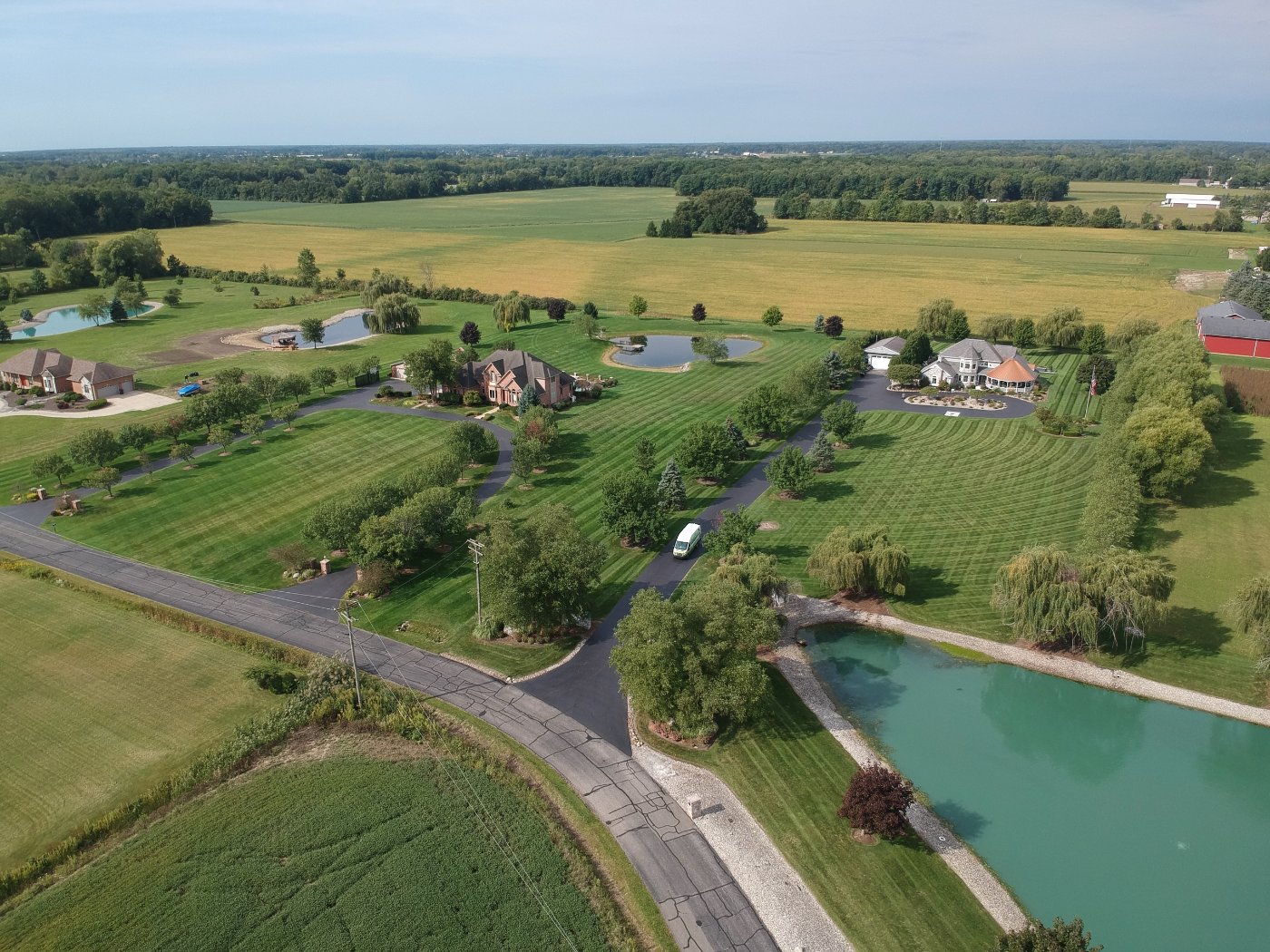 Aerial view of full estate lawn care — DoctorLawn